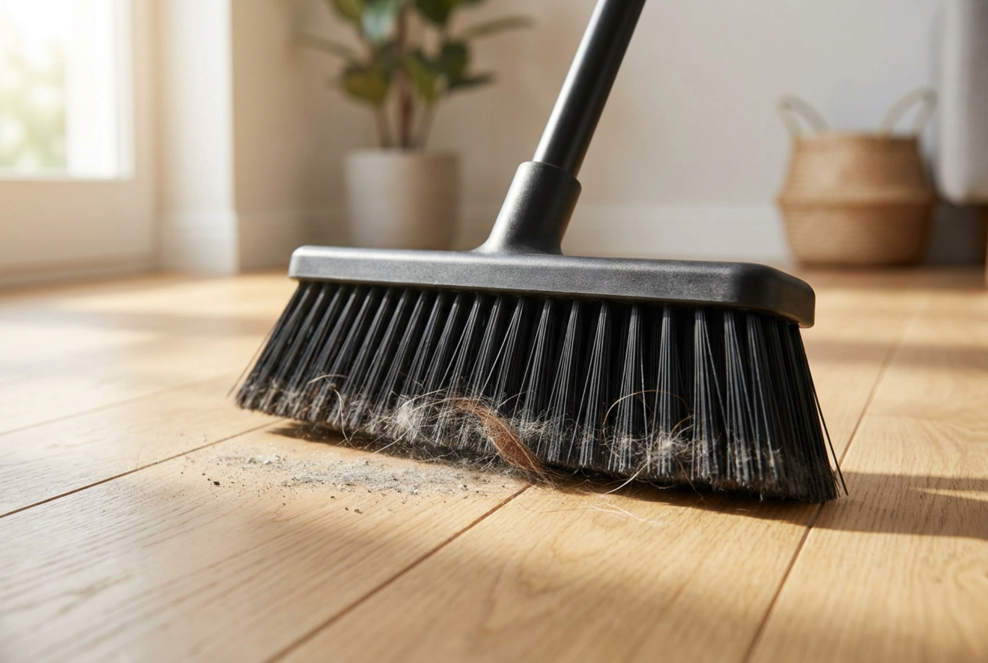 Jak zbierać sierść i kurz gumową szczotką do zamiatania